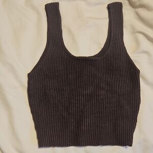 Forever 21 Ribbed Knit Tank Top - Dark Brown